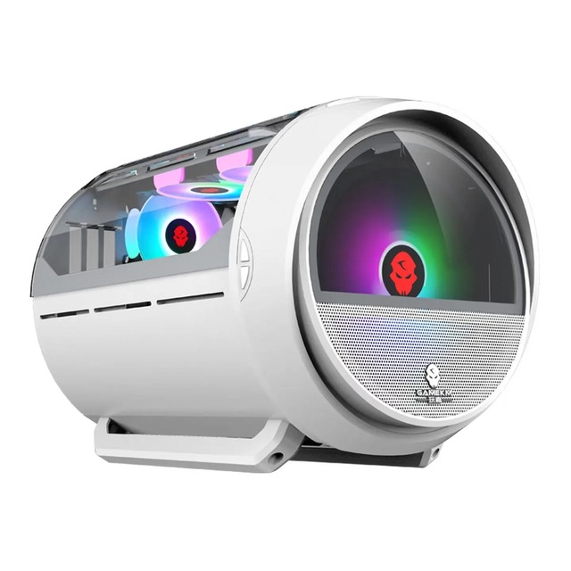 WJCOOLMAN Yuanqidan Mini MicroATX Server Computer Case-Circular Side-Exposed with Fan Compatible with 240mm Water Cooling Stock