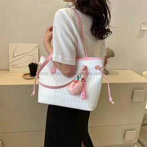 New Arrival Large Capacity <b>Tote</b> Shoulder Bag PU <b>Zip</b> Closure Casual Large Capacity <b>Tote</b> Bag Stylist Rhombic Handbag for Women - Product Image 4