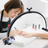 Lampe de beauté LED pliable en demi-lune de 28 pouces, multi-prises, en forme de U, 40W, lampe de table, charge de téléphone, tatouage, broderie des sourcils
