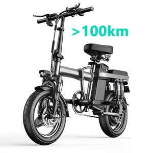 Max 110km Bicicleta eléctrica plegable 48V 400W Motor sin escobillas Bicicleta 14 pulgadas Neumático de vacío Ciudad portátil ebike 25 km/h