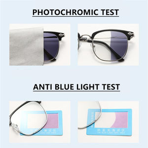 Gafas fotocromáticas para hombre y mujer, unisex, negro, ceja, oro, plata, metálico, medio marco transparente, lentille, photogrey, antireflejos - Product Image 6