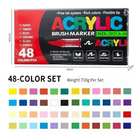 Marqueur acrylique liquide transfrontalier à pointe souple, pour graffiti DIY, pinceau professionnel, lot de 24/48 couleurs, sans pression, modèle