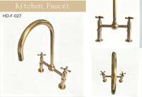 Robinet de cuisine à double poignée en laiton brut, entre-axes de 8 pouces, type pont, largeur standard