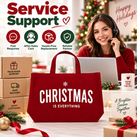 Sac fourre-tout en toile JC BASIC rouge de Noël, personnalisé avec logo, grande capacité, robuste, réutilisable, promotion de vacances, vente en gros et au détail