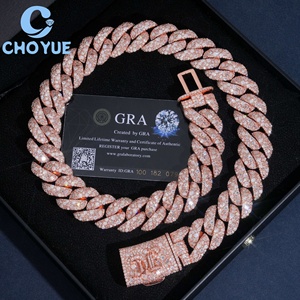 Hip Hop Style 21mm Heavy 925 Sterling Silver Rose Gold Plated Moissanite Cuban Link <b>Chain</b> Necklace Men's <b>Iced</b> <b>Out</b> Jewelry - Product Image 2