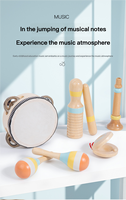 Ensembles d'instruments de musique Montessori en gros, jouets de percussion en bois pour enfants, tambour écologique portable, éducation précoce pour bébés