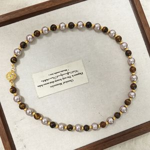 Tiger Eye Pearl Necklace For Women High End Clavicle Chain Everyday Wear Fashion Accessory - Product Image 2