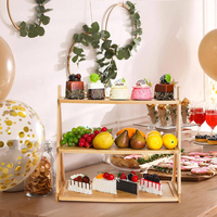 Noordse boerderijstijl taartplateau's, fruit- en cupcakepresentatie, bamboe 3-laags dienblad voor verjaardag, bruiloft, feest