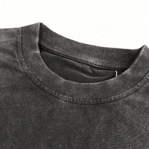 Custom Men's Vintage T-Shirts Acid Washed Distressed Oversized 100% Cotton Regular Fit Luxury Blank Solid Pattern Knitted O-Neck - Product Image 3