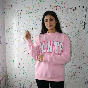 Sweat-shirt à capuche zippé PLNTY PINK 100% coton, broderie appliquée, fils fins, hiver - Product Image 1