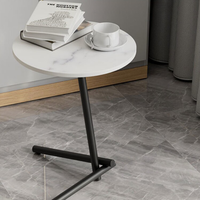 Table d'appoint de luxe moderne avec plateau en pierre frittée, structure en acier carbone noir, table basse d'appoint pour salon