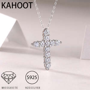 S925 Sterling Silver <b>Moissanite</b> Cross-Style <b>Necklace</b> Classic Simple Design for Daily Wear Travel for Photography Gift Giving - Product Image 6