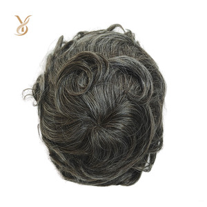 Parrucca Premium Q6 per Uomo in <span class=keywords><strong>Capelli</strong></span> Remy, Onda Naturale, 100% Annodati a Mano, <span class=keywords><strong>Base</strong></span> Confortevole di Grado Cutaneo con <span class=keywords><strong>Capelli</strong></span> Indiani, Toupet da <span class=keywords><strong>6</strong></span> Pollici per Uomini - Product Image 2