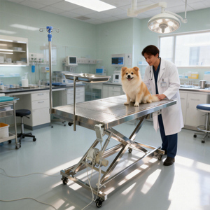 Mesa de Operaciones Quirúrgicas Veterinarias Reutilizable y Duradera de Acero Inoxidable para Uso en Clínicas Caninas Ambulatorias, Ajustable - Product Image 4