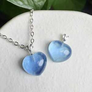 アクアマリンクォーツストーンハート宝石ペンダントナチュラルヒーリングホットセール女性用パーティーウェディングまたはギフト用 - Product Image 2
