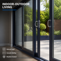 Porte coulissante en aluminium avec grands panneaux de verre, cadre en aluminium durable, étanchéité par temps chaud/froid, glissement fluide, taille personnalisée, directement de l'usine