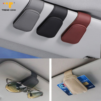 Nouveaux supports de lunettes de soleil pour voiture pare-soleil magnétique en cuir lunettes cintre pince pour voiture billet carte Clip lunettes montage