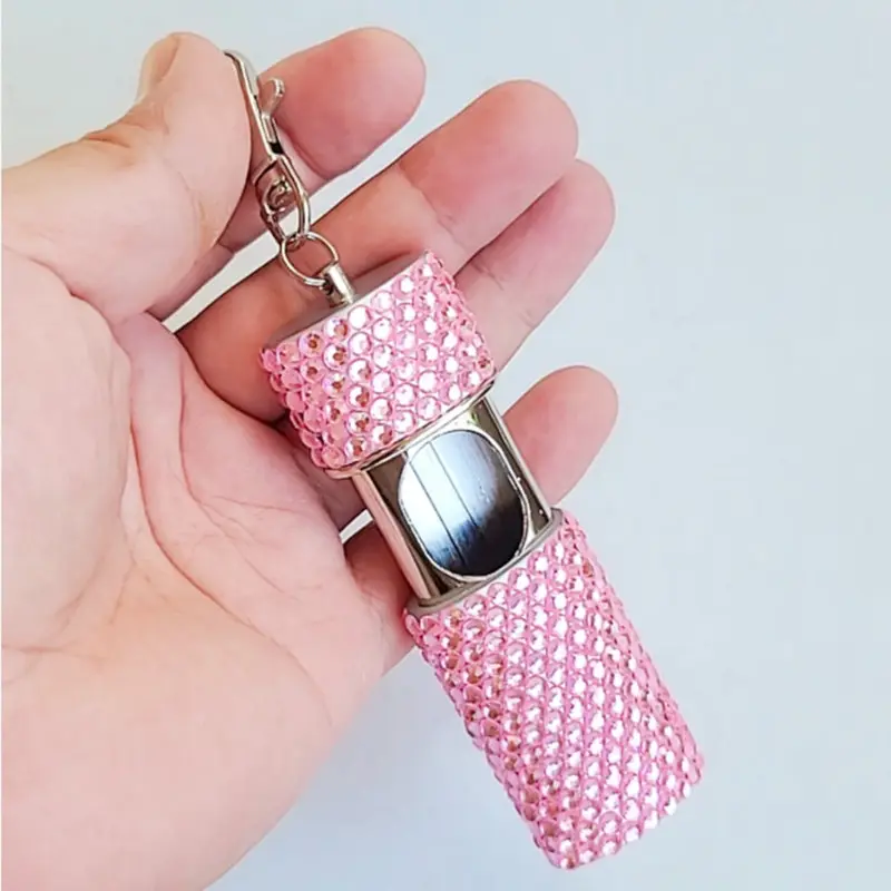 Mini cendrier de poche avec couvercle, de couleur argent, blanc, rond, bijoux scintillants, nouveauté, Portable