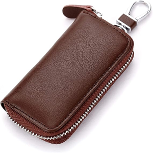 Porte-clés rectangulaire en cuir avec mousqueton, mini-sac durable pour clés et petits objets - Product Image 6