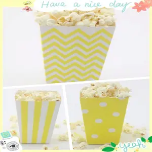 Wadah Popcorn Anak-anak Pola Warna-warni Dapat Dicetak Pola Kartun Lipat Persegi Panjang Cangkir Kertas Popcorn