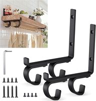 Supports d'étagère en fer noir 6 x 6 pouces pour étagères flottantes, supports de tringle à rideaux au-dessus des fenêtres, supports muraux pour penderie et étagères de fenêtre