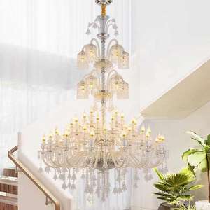 Design européen personnalisé loft appartement villa hôtel hall lampe suspendue long lustre en cristal - Product Image 2