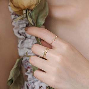 Juego de anillos de pareja de pulgar de <span class=keywords><strong>Luna</strong></span> y sol chapados en oro de Plata de Ley 925 para mujer - Product Image 3