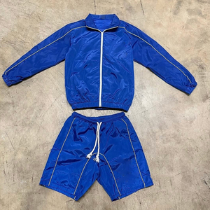 Tuta da Corsa Personalizzata con Zip in Nylon, Giacca e Pantaloncini Sportivi <span class=keywords><strong>Impermeabili</strong></span> e Antivento per Uomo - Product Image 4