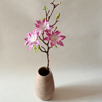 Fleur artificielle en soie Lotus Magnolia, toucher réaliste, en mousse PU, faite à la main, pour vase, arrangement floral de mariage, vente en gros d'usine