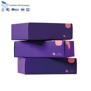 Boîte d'expédition personnalisée violette en gros avec logo, carton postal pour emballage d'abonnement de pinceaux de maquillage et cosmétiques - Product Image 1