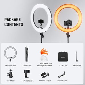 Kit d'éclairage LED annulaire <span class=keywords><strong>Neewer</strong></span> de 18 pouces avec trépied de 200 cm et adaptateur griffe porte-accessoire pour studio photo - Product Image 6