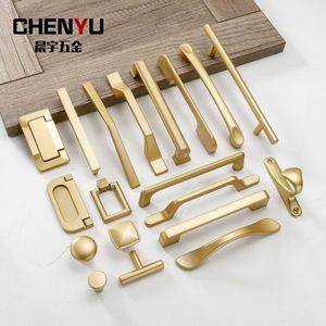 Chenyu Cabinet Door Handles Aluminum Alloy Modern Minimalist Style <b>Drawer</b> Furniture Hardware Gold Plated - Product Image 2
