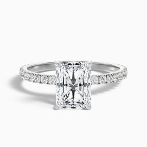 Anillo de Oro Real de 10K, 14K, 18K con Diamante Cultivado en Laboratorio CVD de 1CT, Corte Radiante, Halo Oculto y Pavé - Product Image 3