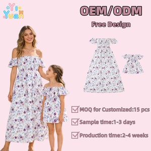 Abito Estivo Coordinato Madre-Figlia con Spalle Scoperte, Stampe Personalizzate, Abbigliamento Donna <span class=keywords><strong>e</strong></span> Bambini, Prezzo all'Ingrosso dalla Cina - Product Image 1