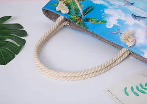 2022 nouveau sac de plage en toile gros coton corde toile sac dames personnalisé complet imprimé conception en gros - Product Image 4