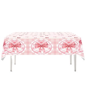 Kit de fournitures de fête avec nœud rose, assiettes jetables, gobelets, serviettes, fourchettes, cuillères, pailles pour la fête d'anniversaire des enfants - Product Image 4