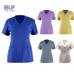 Commercio all'ingrosso di alta qualità su misura di colore Spandex scrub medici uniformi da ospedale set per le donne uomo Hombre con Nurs Top - Product Image 1