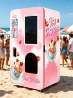 Nouveau Distributeur Automatique de Crème Glacée Soft Serve à Refroidissement par Air, Installation Instantanée, 3 Toppings Secs et 3 Sauces Humides