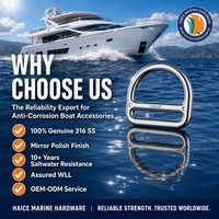 Anneau en D double couche en acier inoxydable 316 pour sangle marine avec barre 6x50mm, accessoires de quincaillerie pour sacs, harnais pour animaux de compagnie, bateaux et yachts