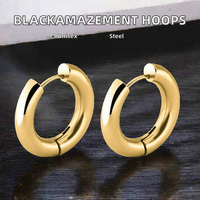 Gaovo Boucles d'oreilles créoles épaisses minimalistes 0,3 mm en acier inoxydable plaqué or 18 carats, bijoux d'oreille Huggie pour femme, pour le quotidien et les soirées