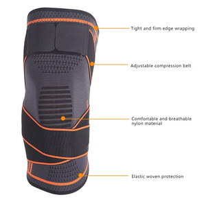 Haute qualité personnalisé tricoté Compression <span class=keywords><strong>basket</strong></span>-ball sport genouillère soutien haltérophilie genou manches avec sangle pour femmes hommes - Product Image 1