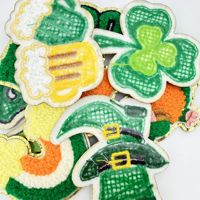 Patchs brodés en chenille scintillante à repasser pour la Saint-Patrick, motif trèfle irlandais et drapeau irlandais