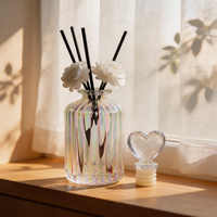 Diffuseur de parfum d'ambiance en verre côtelé irisé de luxe 150 ml - Bouteille élégante pour huiles essentielles d'aromathérapie