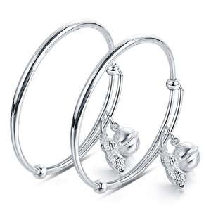 New Bé Vòng Đeo Tay Khoảng Trống S999 Sterling Silver Bé Bangle Với Vòng Đeo Tay Quyến Rũ Cho Bé Trai - Product Image 1
