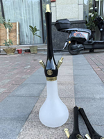 Classique Deluxe Premium Acier Inoxydable Bois Shisha Narguilé Distingué Noir avec Cristal Noir Base Ensemble Complet
