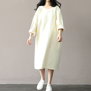 Abiti Estivi da Donna all'Ingrosso, <span class=keywords><strong>Vestito</strong></span> Midi Oversize con Collo Tondo e Maniche <span class=keywords><strong>a</strong></span> Pipistrello, Gonne <span class=keywords><strong>Lunghe</strong></span> Casual con Tasche in Cotone - Product Image 5