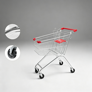 340L Large Capacity Chrome Wire <b>Basket</b> Supermarket Trolley Heavy Duty Silent Swivel Wheel Grocery Retail Store Use Set Kit - Product Image 6