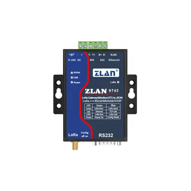 Endüstriyel sınıf uzun mesafe LoRa iletişim çözümü RS232/485/422/Ethernet Loran ZLAN9743