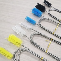 Brosse de nettoyage flexible à double extrémité en nylon écologique avec poignée en acier inoxydable pour filtre de canister et tuyau d'eau, pour aquarium