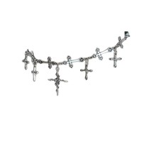 Collier ras du cou en métal avec pendentif croix rose gothique punk pour hommes, accessoires de mode gothique